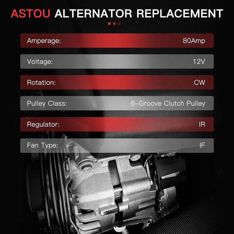 ASTOU L4 1.8L New Alternator Replacement for Toyota Corolla 2003 2005 2006 2007 2008, Matrix 2003-2008, Celica 2000-2005, for Pontiac Vibe 2003 2004 2005 2006 2007 2008 Replace# 27060-0D110 13878 - Image 2